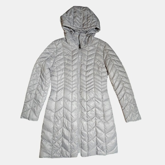 Kenneth Cole New York Hooded‎ Winter Puffer Coat Womens Silver Size XS - Picture 1 of 10
